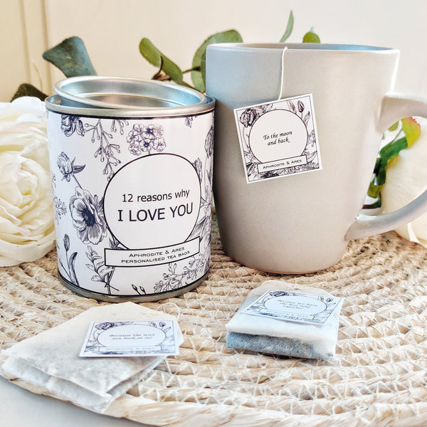 I LOVE YOU - Personalised Tea Bags with you own messages - Aphrodite and Ares ethical store