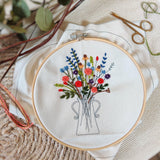 'Flowers In Vase' Make Your Own Embroidery Kit - Aphrodite and Ares ethical store