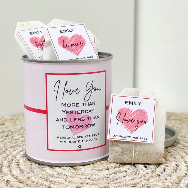 Valentines Tea Bags personalised with your own messages