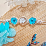 Relaxing Blue Bracelet - real flowers in glass beads