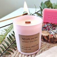 Apothecary Vegan Candle with wooden wick - Aphrodite and Ares ethical store